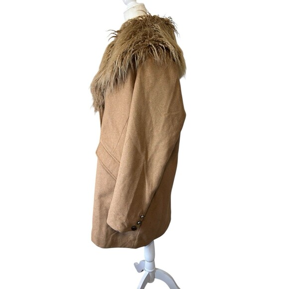 Penny Lane Faux Fur Inspired Coat 18W Tan Wool Blend 70's Hippie Festival Vamp - Picture 2 of 16
